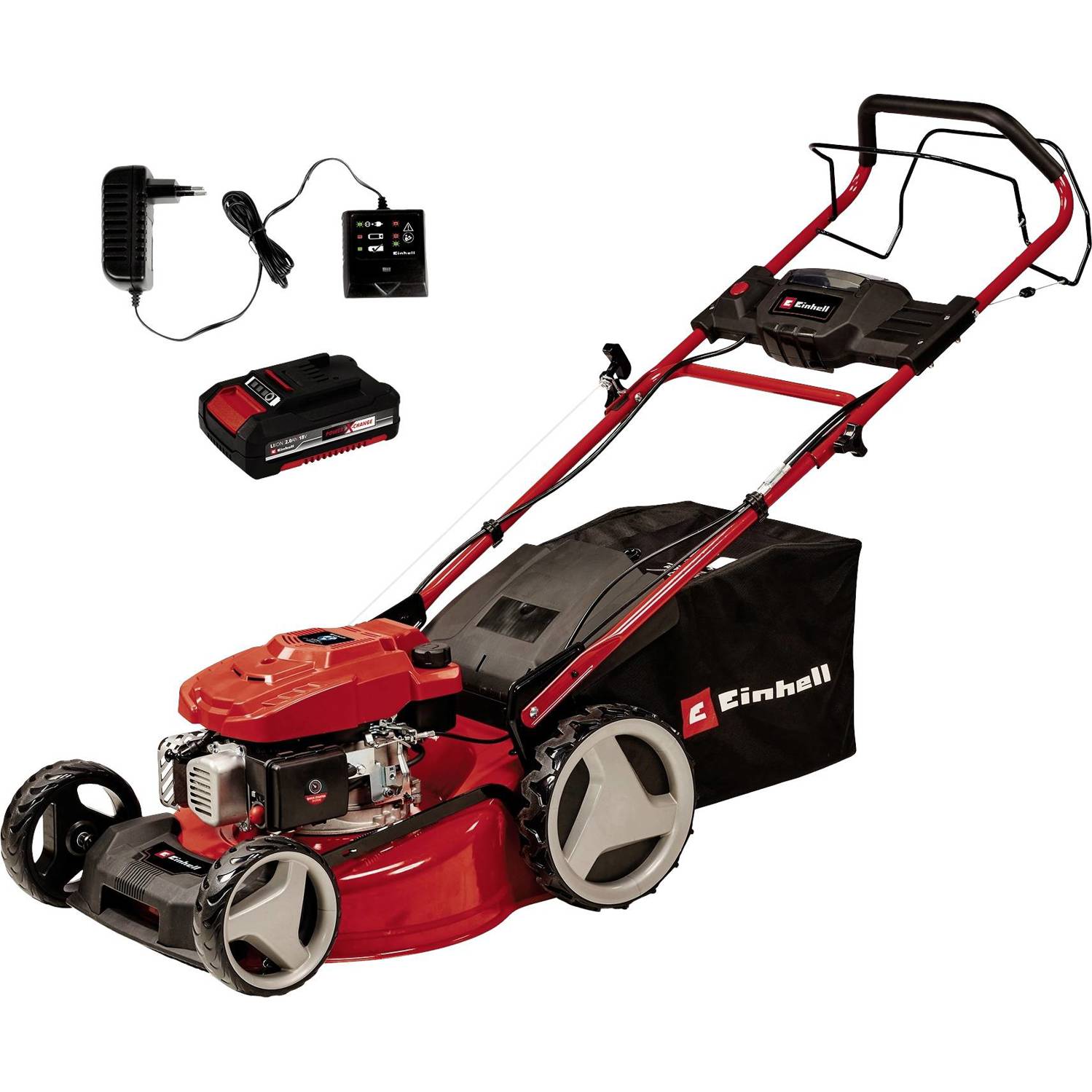 Einhell - Benzin Rasenmäher - GC-PM 46 SM HW-E Li - Rasenmäher - 46cm Schnittbreite, E-Starter, 65l Fangkorb