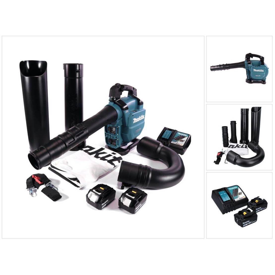 Makita - Akku Gebläse / Laubsauger - DUB 363 RT2V - Laubbläser - Brushless, Absaug Set, 2x Akku 5,0 Ah