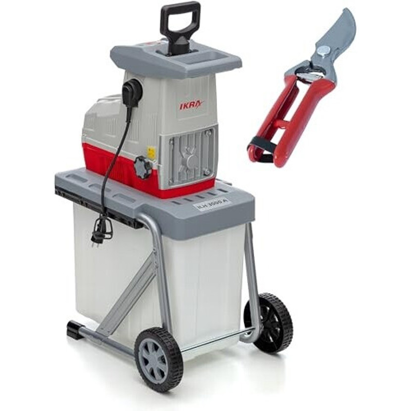 Ikra - ILH 3000A - Elektro-Häcksler - 3.000 Watt, 60 Liter Fangsack, Walzenschneidwerk