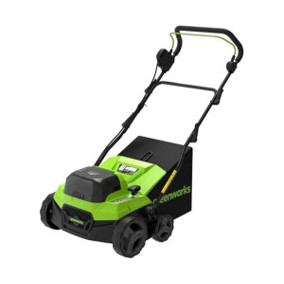 Greenworks - Vertikutierer - GD2X24SC38II - Akku-Vertikutierer - 38 cm Arbeitsbreite, 45 Liter Fangkorbvolumen
