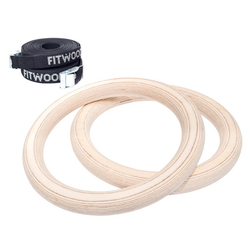 Fitwood - Ulpu - Turnringe-Set - Holzoptik, schwarzes Band, 150 kg Belastbarkeit