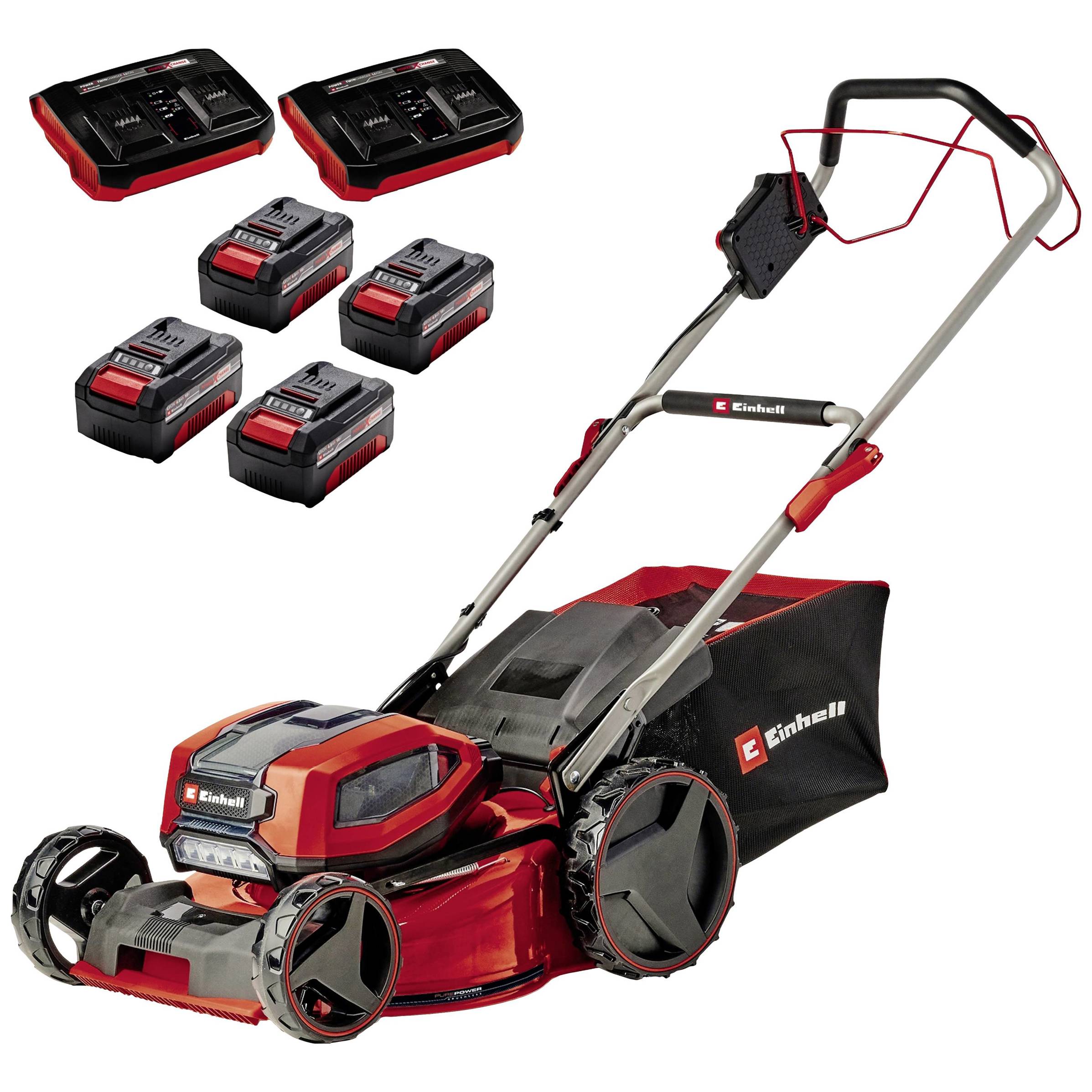 Einhell Professional - GP-CM 36/47 S Li BL - Akku-Rasenmäher - 4x4,0Ah Akkus, 65l Fangkorb, 47cm Schnittbreite