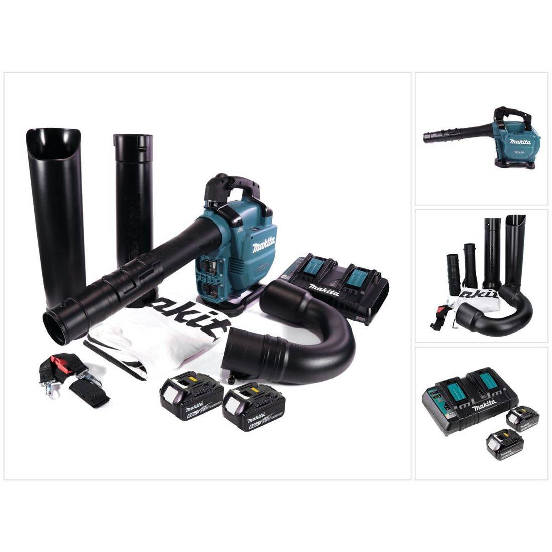 Makita - Akku Gebläse/Laubsauger - DUB 363 PG2V - Brushless, Absaug Set, 2x Akku 6,0 Ah