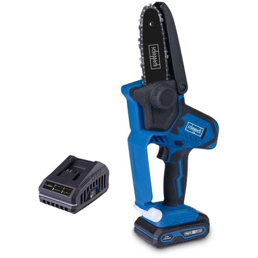 Scheppach - Akku-Gehölzschneider C-PS100-X - Kettensäge - 1/4 Zoll Kettenteilung, Akku-betrieben